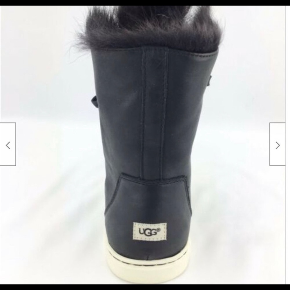 UGG Croft Black Calf Ankle Lace Up Fur Bootie 8.5 - Picture 4 of 8